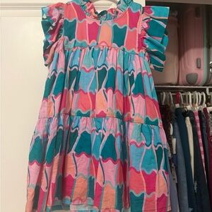 Vibrant Kids Dress with Ruffle Sleeves